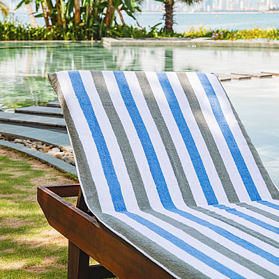 Cabo Cabana Chaise Cover 30x85 Grey/navy, Pack Of 2 (P-CC-CC-GY/NV)