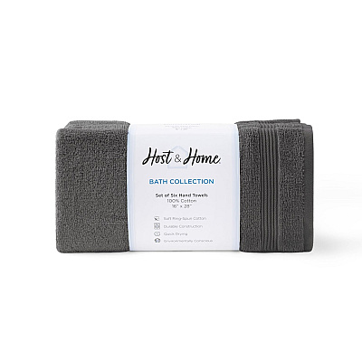 Host & Home Hand Towel 16x28 Dark Grey, Pack Of 6 (P-HT-HH1628-DG)
