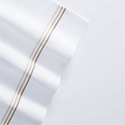 Aston & Arden Sateen Sheet Set Queen Beige Stripe, 4 Piece Set (P-SS-T600-QN-BG)