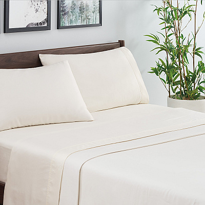Aston & Arden Bamboo Sheet Set Cali-king White, 4 Piece Set (P-SS-BBCALKG-WW)