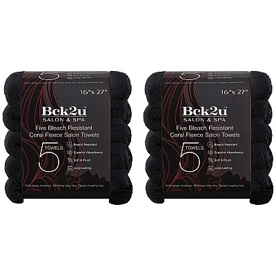 Bck2u Coral Fleece Salon Towel 16x27 Black, Pack Of 10 (PNP915117BK)
