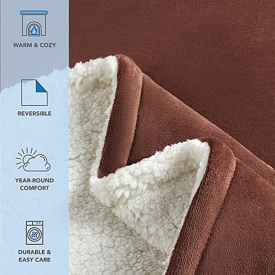 Host & Home Plush To Sherpa Bed Blanket Queen Chocolate, 1 Blanket (P-BKTPF-9090-BR)