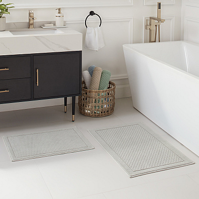 Cotton 2pc Bath Mat Set 17x24/20x32 Light Gray, Case Of 4 Sets (HH-BM-2PK-GY)