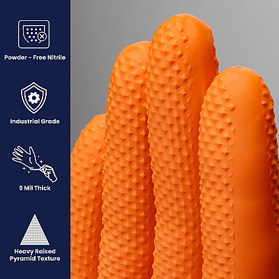 Catch Nitrile Powder Free 9 Mil Textured Gloves Orange 2xl, Case Of 1000 (CAT459)