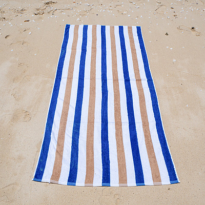 Cabo Cabana Beach Towel 30x70 Navy/beige, Pack Of 4 (PNP-CABOCABANA-NV/BG)