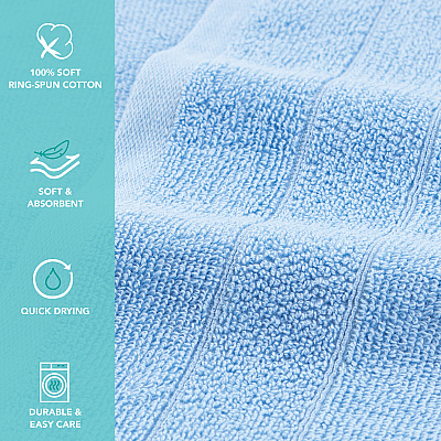 Family Essentials Washcloths 24pk Blue, Case Of 144 (FEWC-24PK-BL)