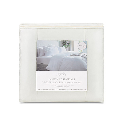 Family Essentials Bed In Bag 7pc - Queen - White, 7 Piece Set (P-BIAB-FQ-WH)