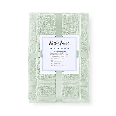 Host & Home 6pc Bath Towel Set Green, 6 Piece Set (P-HH-BSET-GR)