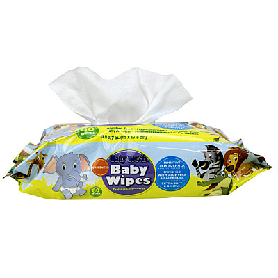  Baby Wipes, Unscented, 7" X 5.9", 80/pk, 24pks/cs, Case Of 24 Packs (82-2803)
