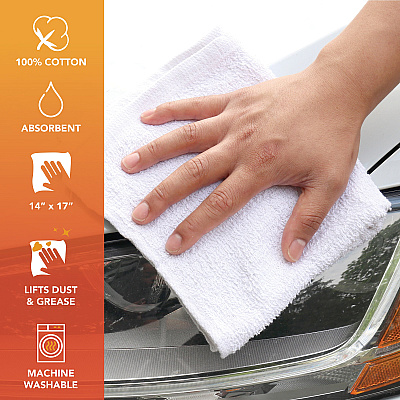 Terry Towel Pack Of 60 White Cotton 14x17, Case Of 300 (N030-TT60)
