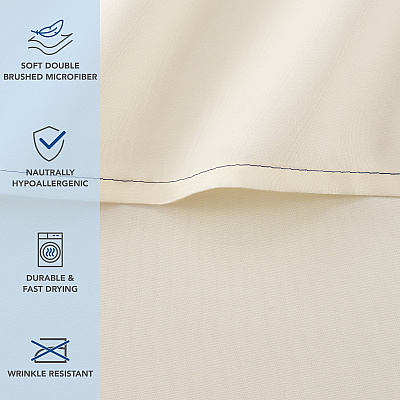 Host & Home Microfiber Flat Sheets - Queen - Ivory W/ Blue Hem, Pack Of 6 (P-MFS-90110-IV)
