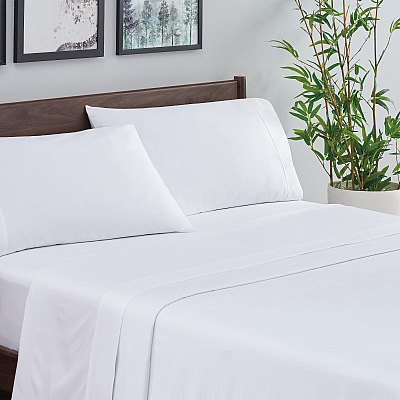 Aston & Arden Bamboo Sheet Set Cali-king Whisper White, 4 Piece Set (P-SS-BBCALKG-WH)