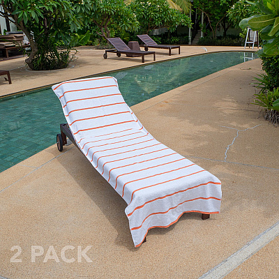 Las Rayas Chaise Cover 30x85 Orange, Case Of 12 (CC-HS3085OR-2PK-CS)