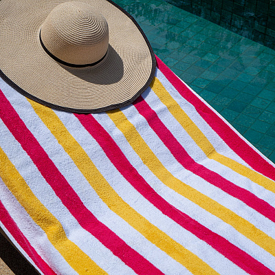 Cabo Cabana Beach Towel 30x70 Red/yellow, Pack Of 4 (PNP-CABOCABANA-RD/YL)