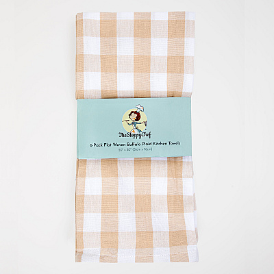 Sc Buffalo Plaid Kitchen Towel 20x30 Beige, Pack Of 6 (P-SC-KT-BUF-BGE)