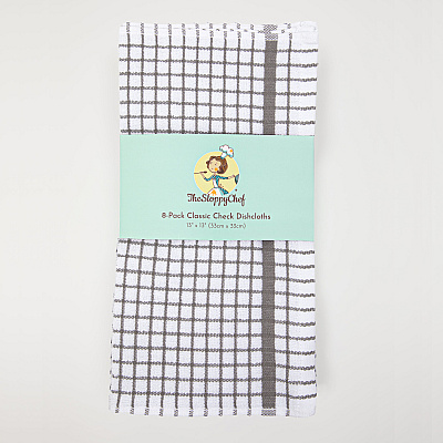 Sc Classic Checkered Dishcloth 13x13 Grey, Pack Of 8 (P-SC-CHK-DC-GRY)
