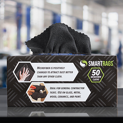Smart Rags Microfiber Cloths 12x12 Black, Case Of 400 (M950BLK)