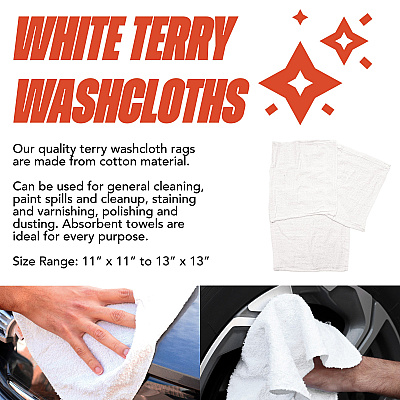 W11 Washcloth Size Terry Wipers White 10lb Bag (N-W11-10BG)