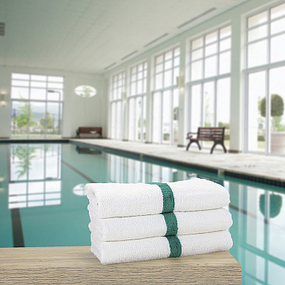 Power Gym Bath Towel 22x44 Green Stripe, Pack Of 6 (PNP-PWR-2244-6GRCS)