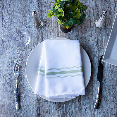 Mariposa Bistro Napkin 18x22 Green Stripe, Pack Of 12 (PNP-BISTRO-GRN)