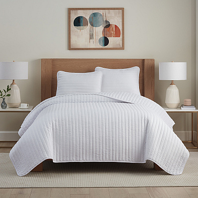 Host & Home Brushed Microfiber Quilt Set Queen White, 1 Set (P-MFQT-FQSET-WH)