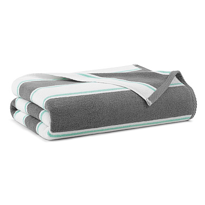 Aston & Arden Pinstripe Beach Towel 35x70 Grey/green, Case Of 8 (BT-PINSTR-25GYY-CS)