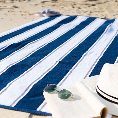Aston & Arden Pinstripe Beach Towel 35x70 Navy/grey, 1 Each (P-BT-PINSTR-25BGY)
