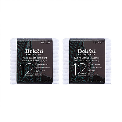 Bck2u Terry Mircofiber Salon Towel 16x27 White, Pack Of 24 (PNP915109WH)