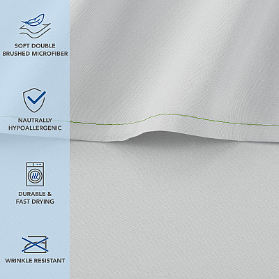 Host & Home Microfiber Flat Sheets - King - Gray W/ Green Hem, Case Of 24 (MFS-108110-GY)