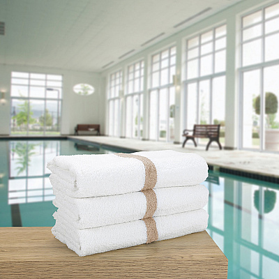 Power Gym Bath Towel 22x44 Beige Stripe, Pack Of 6 (PNP-PWR-2244-6BGCS)