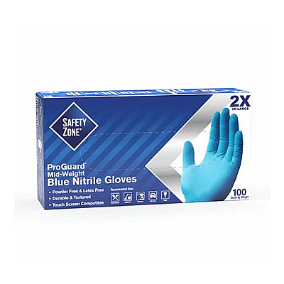Safety Zone Nitrile Powder Free 3.5 Mil Exam Gloves Blue 2xl, Case Of 1000 (GNPR-2X-1M)