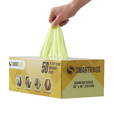 Smartrags Xl Microfiber 35 Gram 16x16 Yellow, Pack Of 50 (PNP-M931-Y)