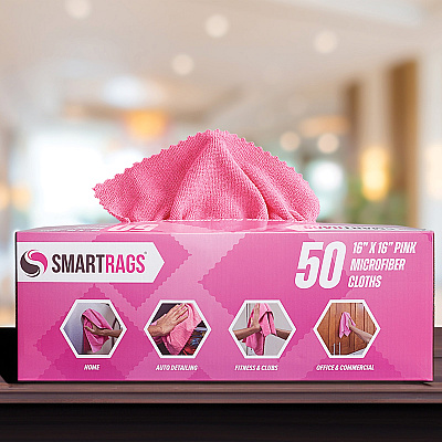 Smartrags Xl Microfiber 35 Gram 16x16 Pink, Pack Of 50 (PNP-M931-P)