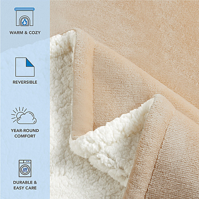 Host & Home Plush To Sherpa Bed Blanket King Ivory, 1 Blanket (P-BKTP-10490-TN)