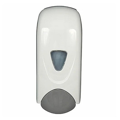 Foam-eeze Foam Soap Dispenser With Refillable Bottle, 1000ml Capacity, Push Bar Design, White & Gray, Case Of 12 (9325)