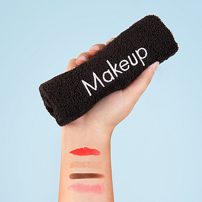 Hotel Cotton Makeup Fingertip Towel 11x17 Black, Pack Of 6 (P-MAKEUP-11X17)