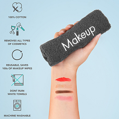 Hotel Cotton Makeup Fingertip Towel 11x17 Gray, Case Of 144 (MKUP-1117-GY-CS)