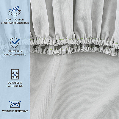 Host & Home Microfiber Fitted Sheets - King - Gray W/ Green Hem, Case Of 24 (MFS-788012-GY)