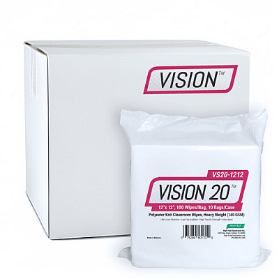 Poly Cleanroom Wipes 12x12 Hw 140gsm Polyknit 100 Bag 10bag Cs, Case Of 1000 (VS20-1212)