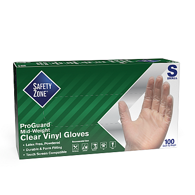 Safety Zone Vinyl Powdered 3 Mil Gloves Clear Sm - Case Of 1000 (GVDR-SM-1)