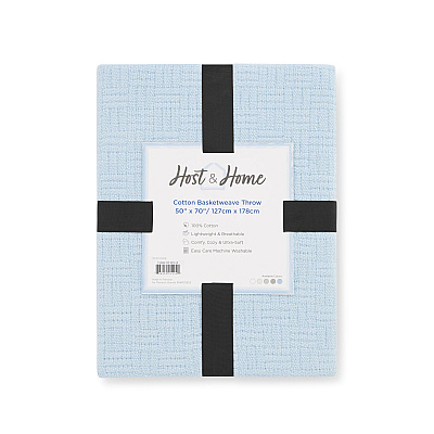 Host & Home Cotton Throw Blanket 50x70 Light Blue, 1 Blanket (P-THCOT-5070-LB)
