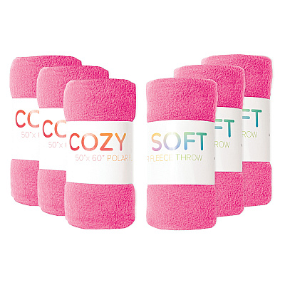 Cozy Soft Polar Fleece Throw Blanket 50x60 Pink (6pk), Pack Of 6 (P-FCPL-6PK-PK)