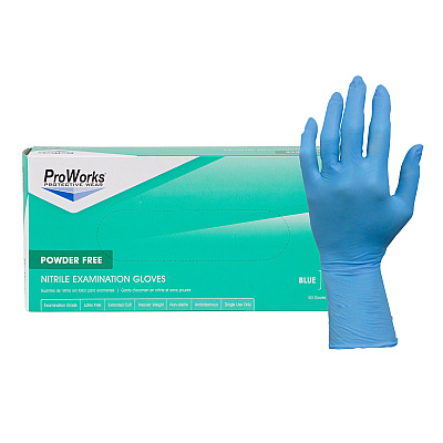 Proworks Nitrile Powder Free 8 Mil 12" Exam Gloves Blue Xl - Box Of 50 (GL-N108EPF-XLG)