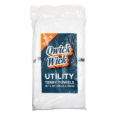 Qwick Wick Bar Mop Towel 30oz Black Stripe, Pack Of 12 (P-N030-W65BLK-5DZ)