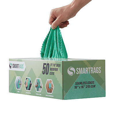 Smartrags Xl Microfiber 35 Gram 16x16 Green, Pack Of 50 (PNP-M931-G)