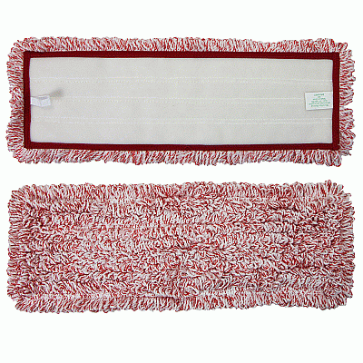 Wet & Dry Microfiber Mop Pad Looped 18" Red, Pack Of 12 (PNP860018R)