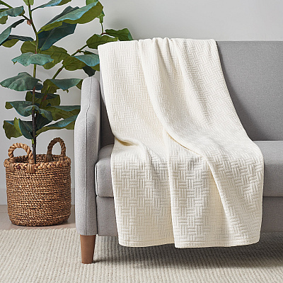 Host & Home Cotton Throw Blanket 50x70 Ivory, Case Of 4 (THROW-COT-5070-IV)