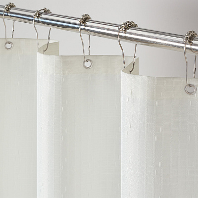H&h Poly Shower Curtain Set 72x72 Raindrop Bright White, 1 Set (P-SCSET-7272-WH)