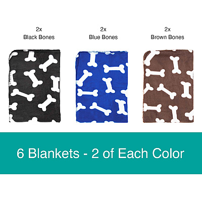 Pet Blankets Bones 24x28, Pack Of 6 (PNP-PB-24X28-BONE)