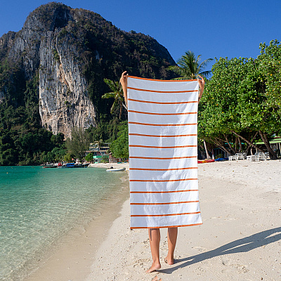 Las Rayas Beach Towel 30x60 Orange, Case Of 24 (BT-HS3060-15OR-CS)